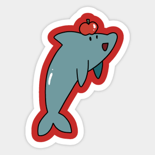 Dolphin with a Red Apple Sticker